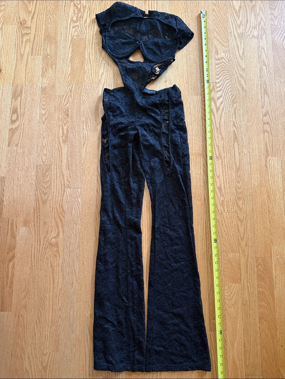 Black Lace Cutout Flared Jumpsuit